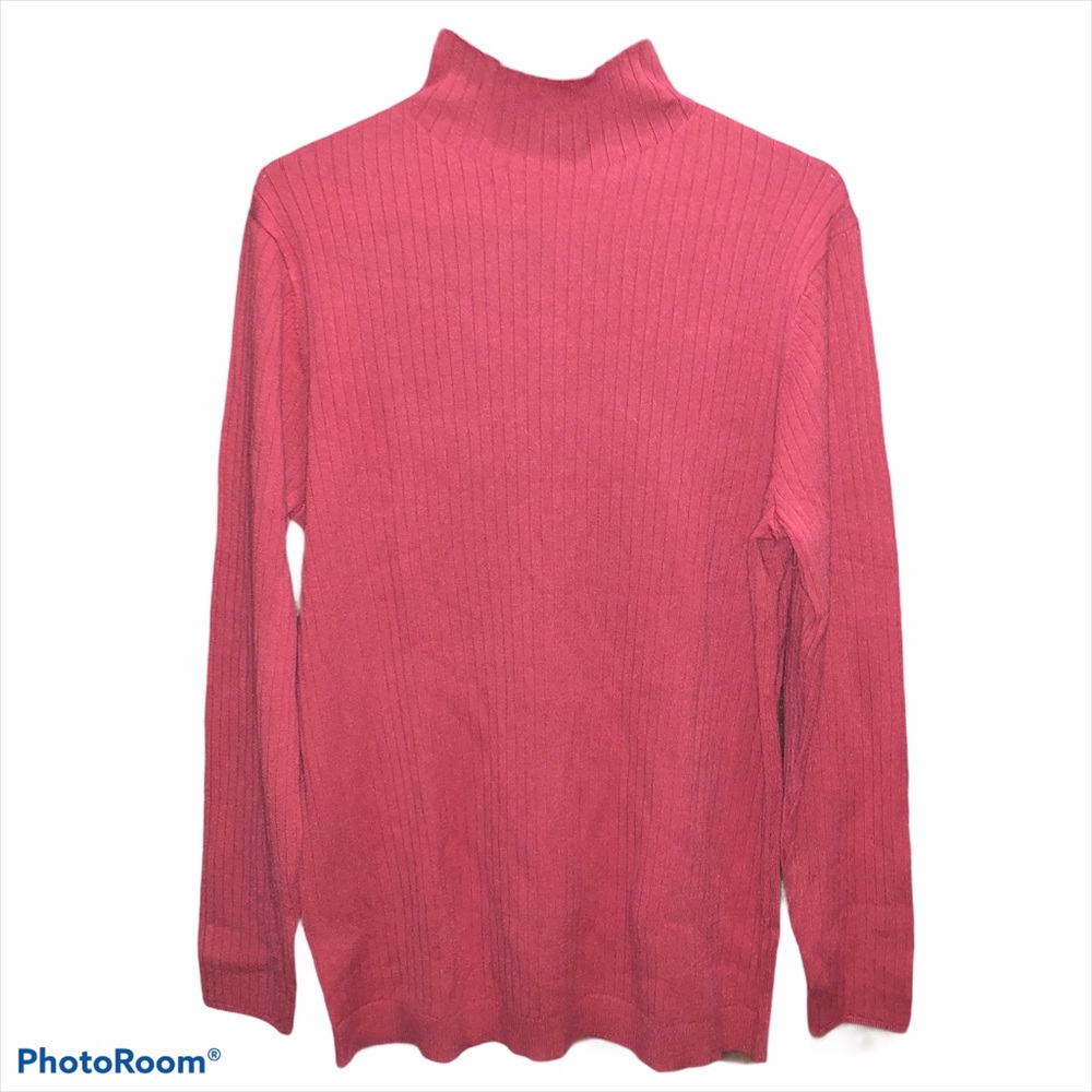 LOFT Plus Size Pink Striped Ribbed Sweater